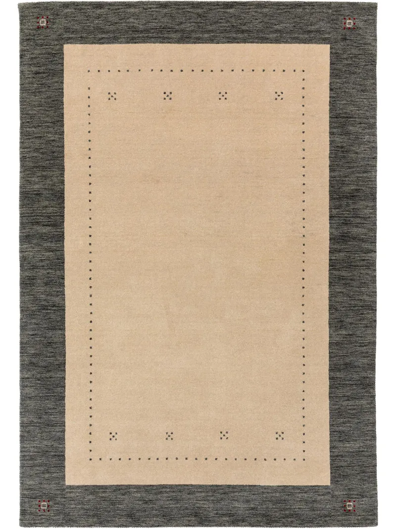 Tapis ethnique inspiration berbère beige et gris en laine 120x170 cm