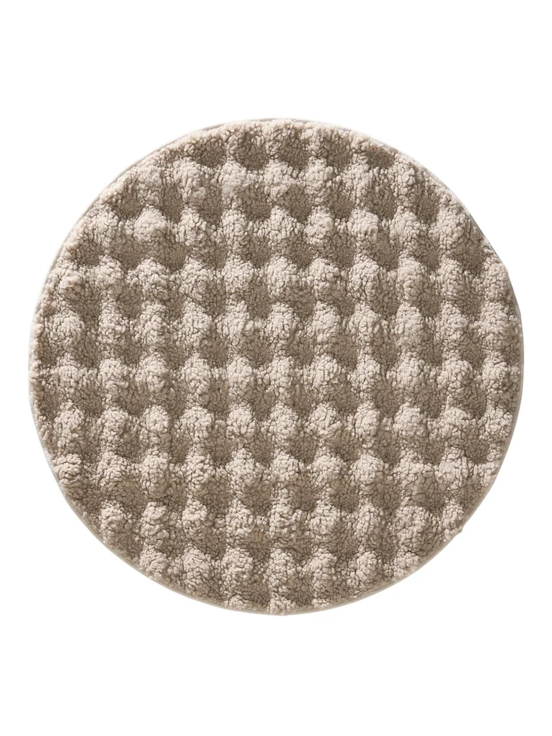 Tapis moderne fluffy rond beige 120 cm de diamètre