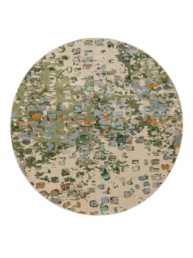 Tapis patchwork contemporain rond multicolore 160 cm de diamètre