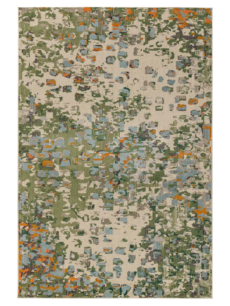 Tapis patchwork contemporain vert et beige 120x170 cm
