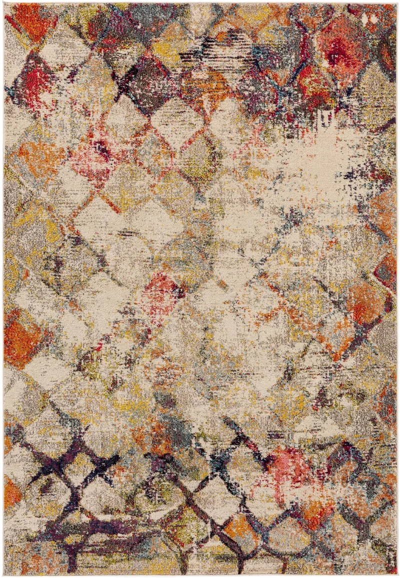 Tapis patchwork vintage beige et multicolore 80x150 cm