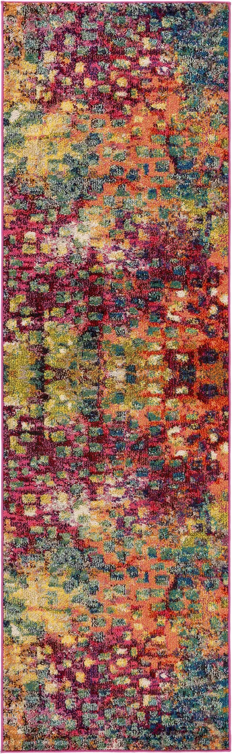 Tapis patchwork style peinture de couloir multicolore 70x240 cm