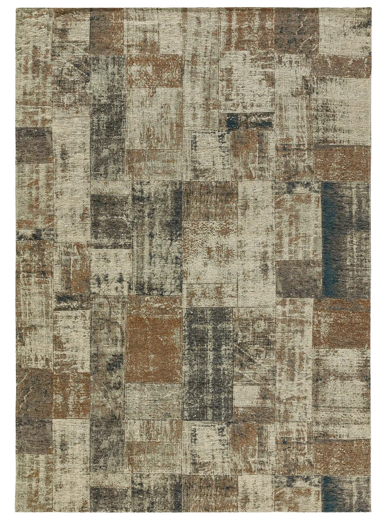 Tapis patchwork vintage marron et gris 120x180 cm