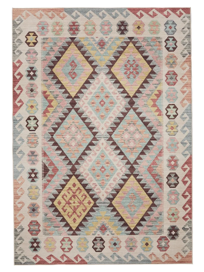Tapis ethnique tons clairs multicolore lavable 300x400 cm