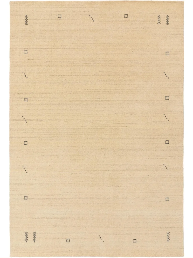 Tapis moderne motif ethnique beige en laine 80x150 cm