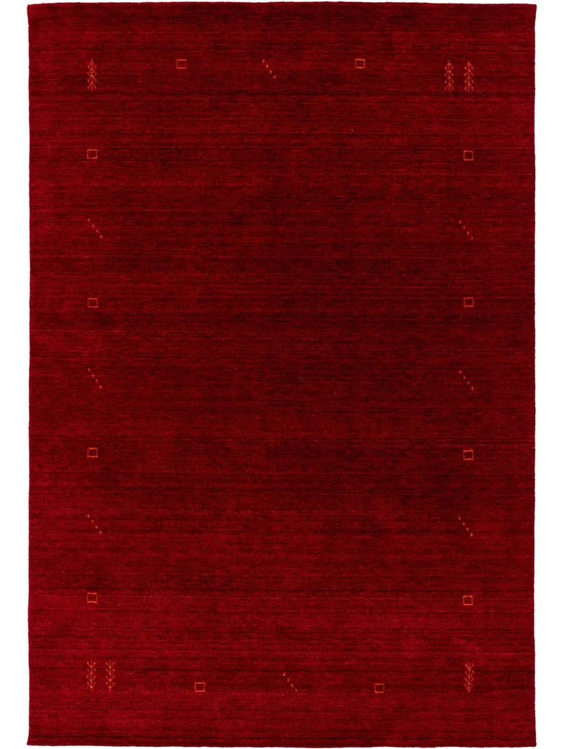 Tapis moderne motif ethnique bordeaux en laine 80x150 cm