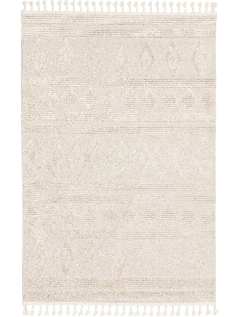 Tapis berbère à franges losanges beige 80x150 cm