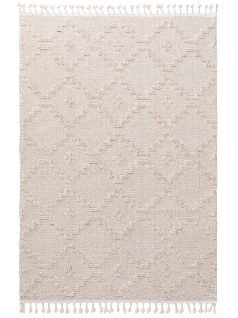 Tapis berbère à franges crème 160x230 cm