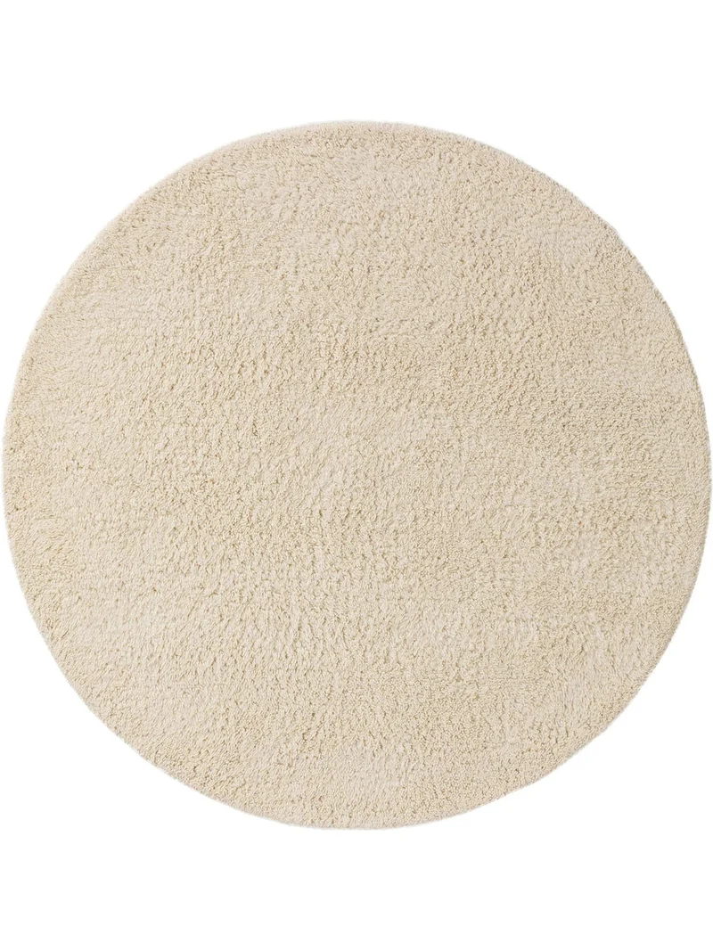 Tapis berbère uni rond crème en laine 150 cm de diamètre