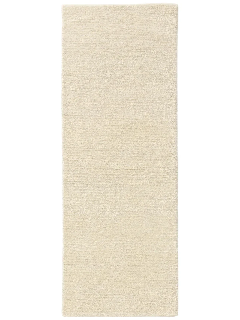 Tapis berbère uni descente de lit crème en laine 70x200 cm