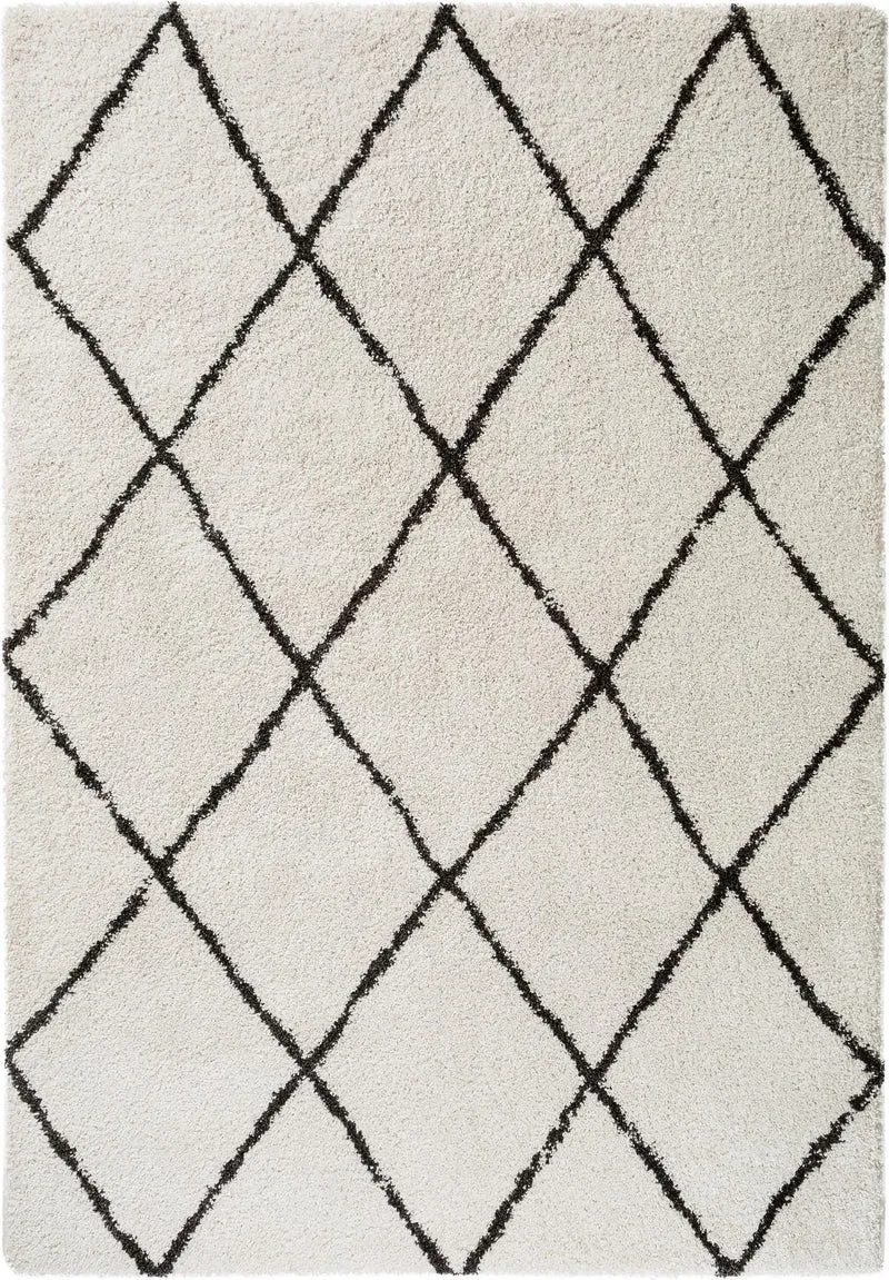 Tapis berbère motif losanges crème et noir 80x150 cm