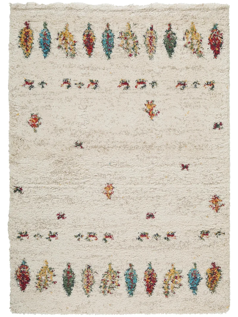 Tapis berbère motif feuille beige 200x290 cm