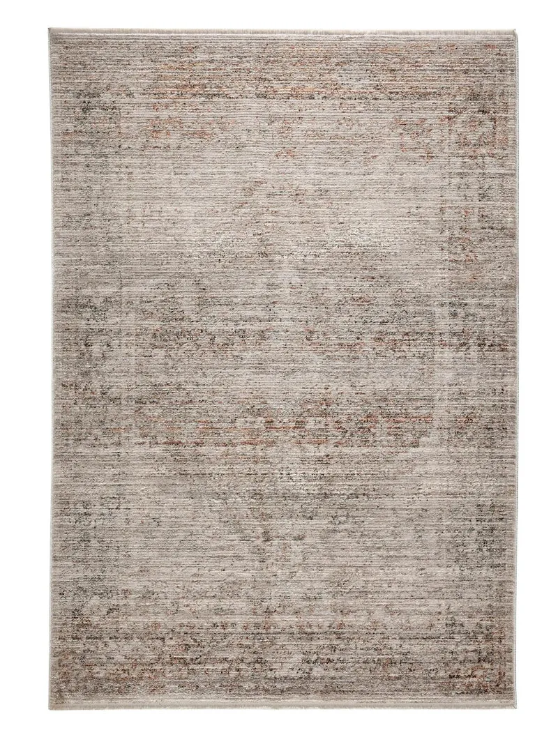 Tapis vintage motif oriental gris clair et beige 80x150 cm