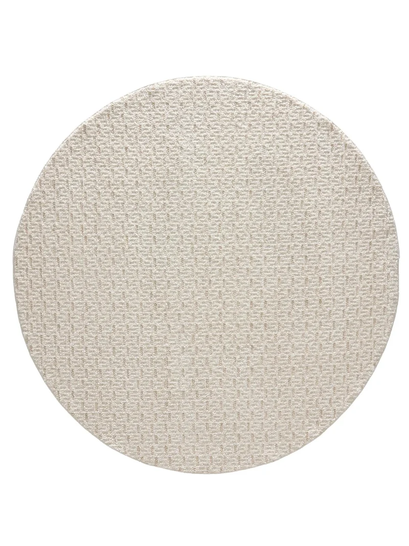 Tapis moderne tressage géométrique rond crème 200 cm de diamètre
