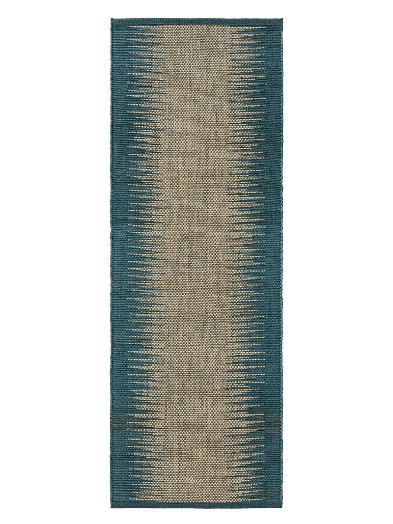 Tapis kilim de couloir bleu en jute 70x200 cm