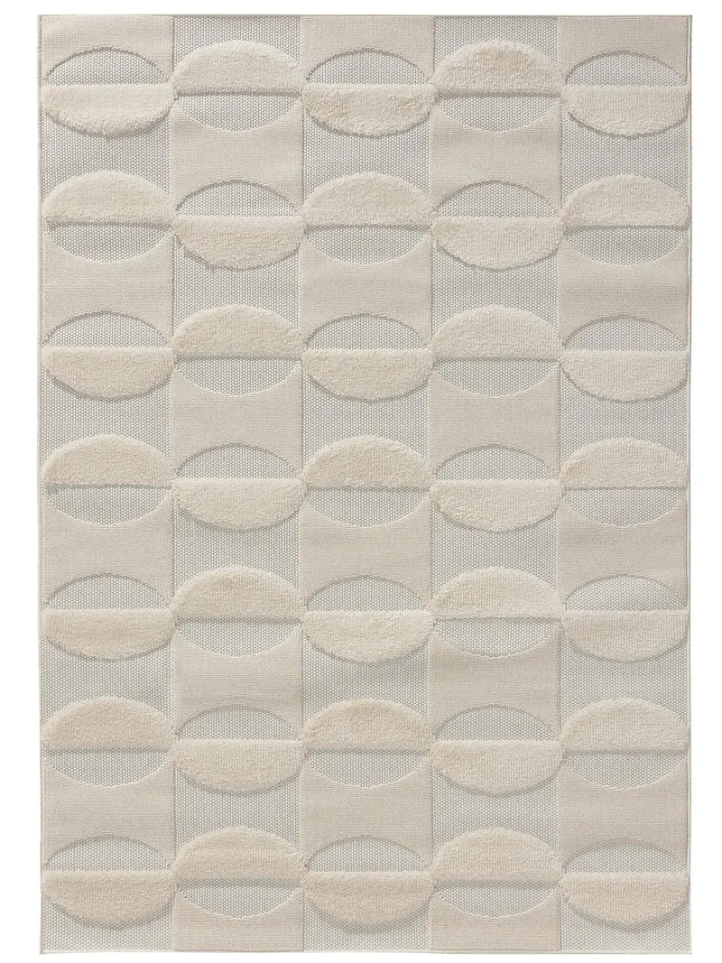 Tapis contemporain motif géométrique crème 80x150 cm