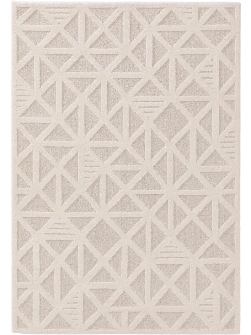 Tapis moderne géométrique épais crème et beige 200x290 cm