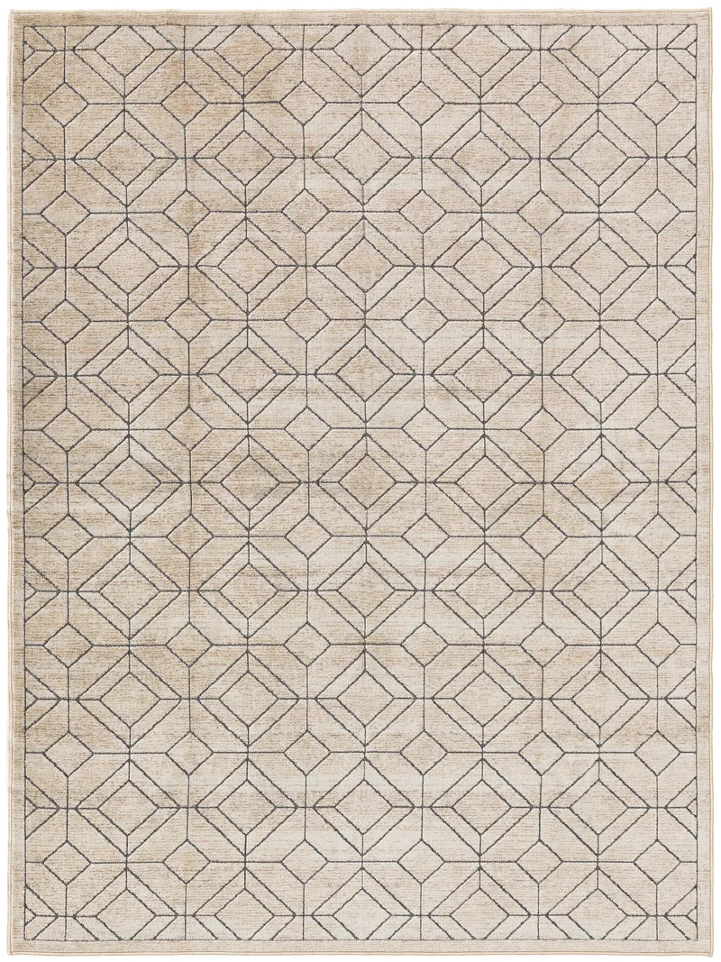 Tapis géométrique motif losange crème 66x110 cm