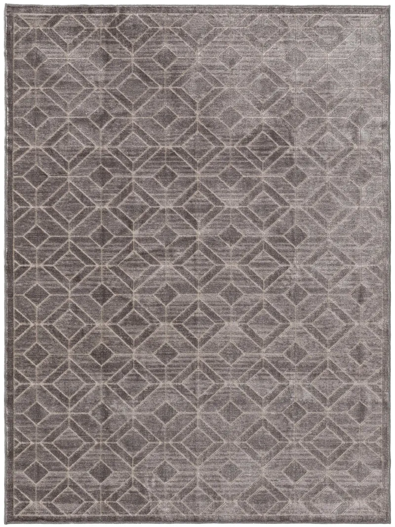 Tapis vintage motif losange gris 66x110 cm