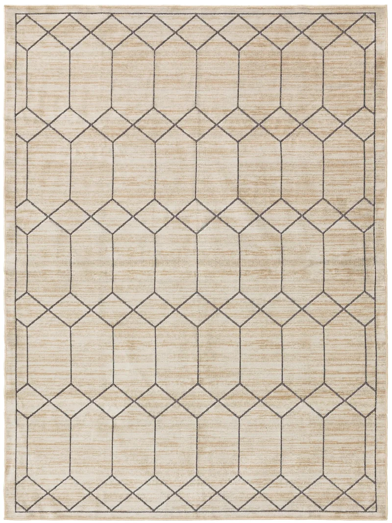Tapis géométrique motif losange marron 66x110 cm