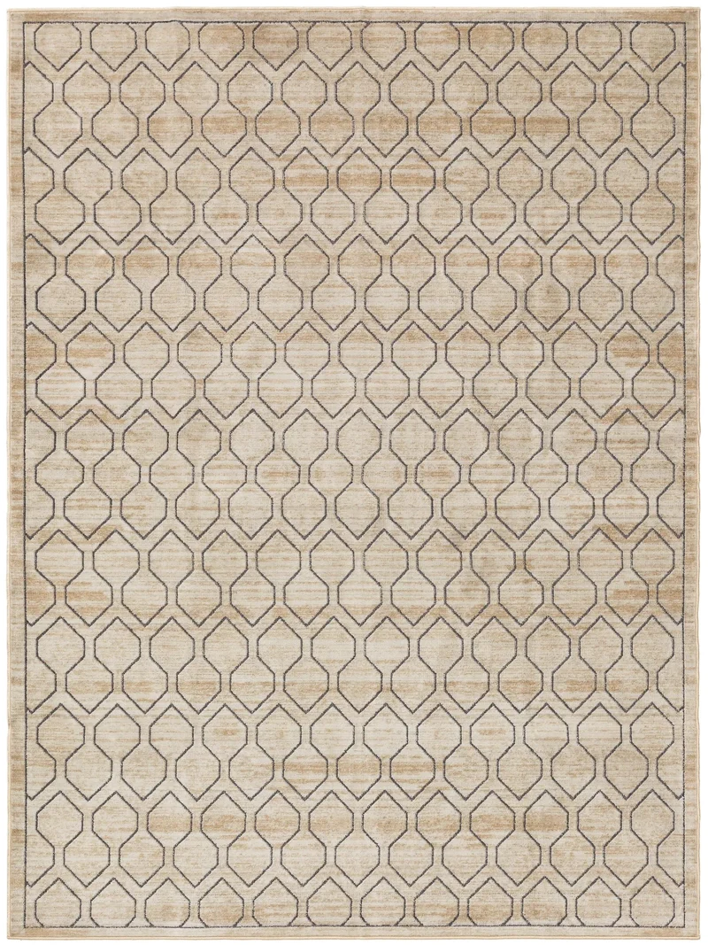 Tapis géométrique nid d'abeille marron 66x110 cm
