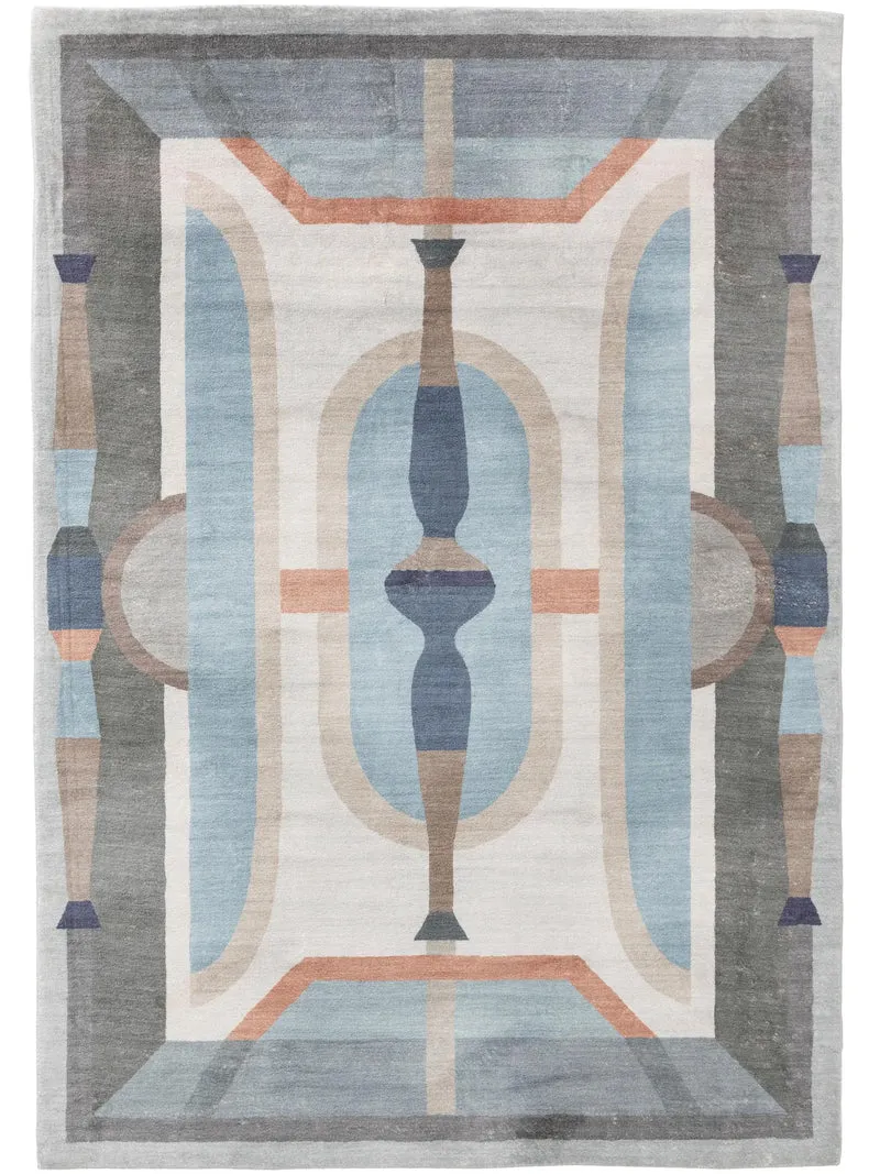 Tapis vintage géométrique multicolore et bleu 160x230 cm