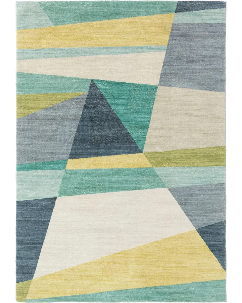 Tapis géométrique moderne vert et jaune 200x300 cm