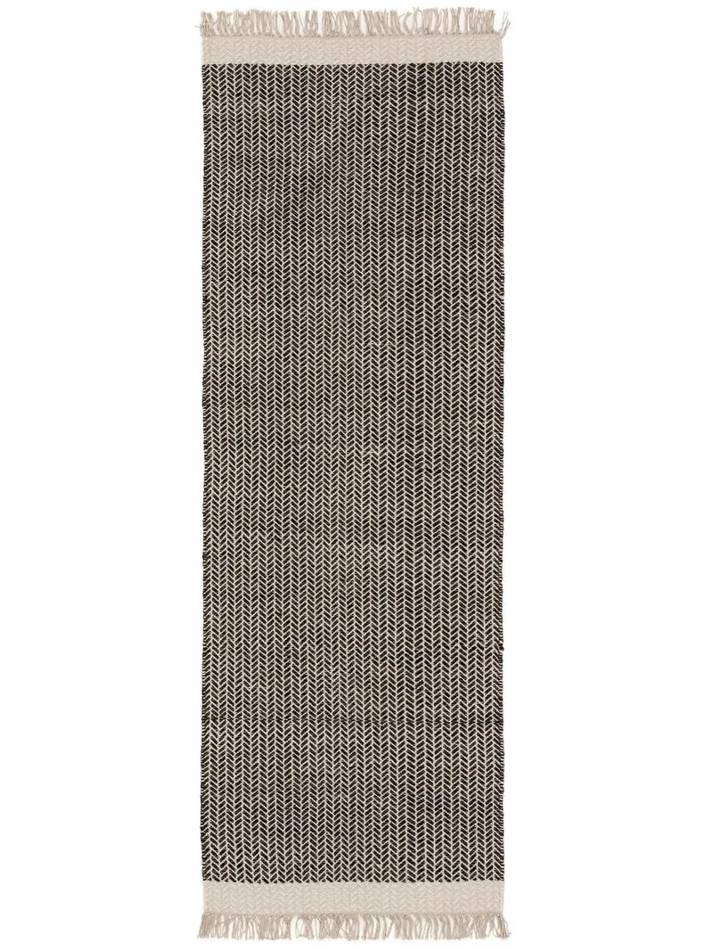 Tapis scandinave géométrique de couloir noir et blanc 80x250 cm