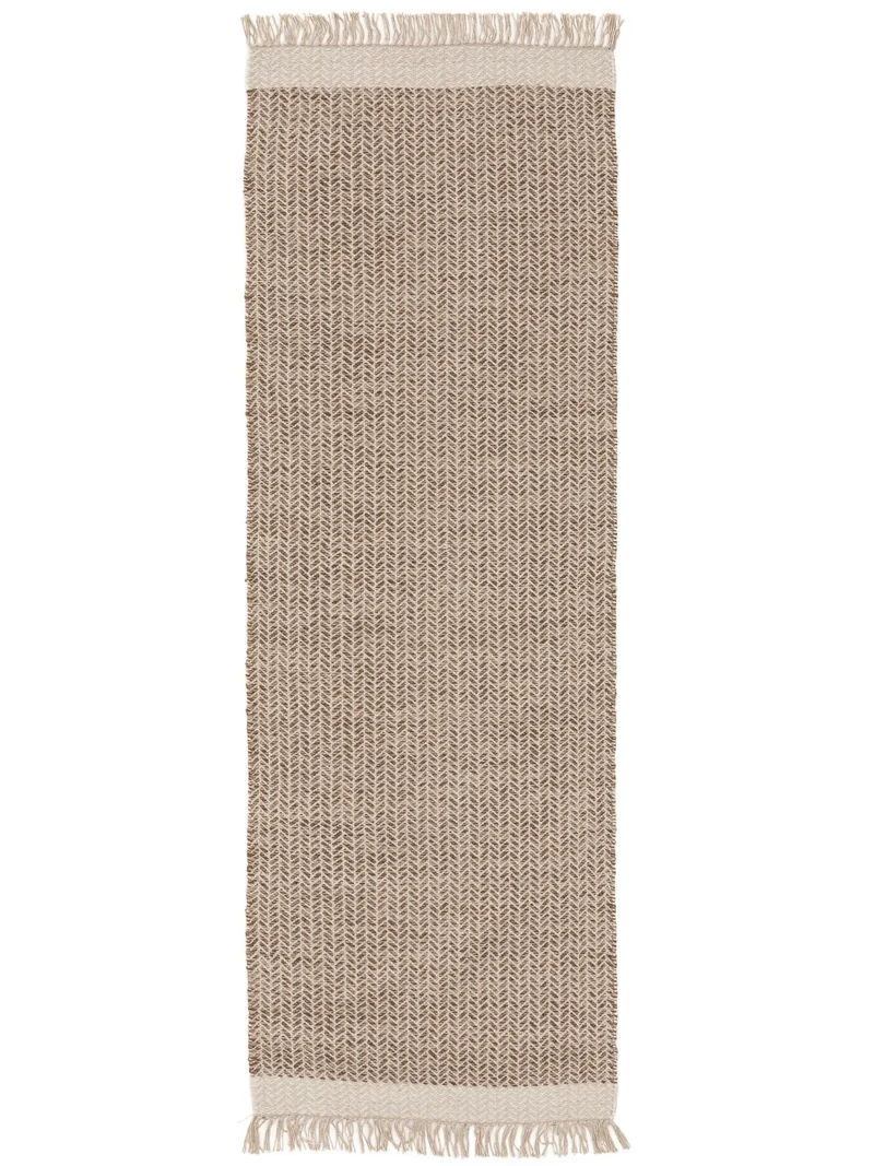 Tapis scandinave géométrique de couloir beige 70x200 cm