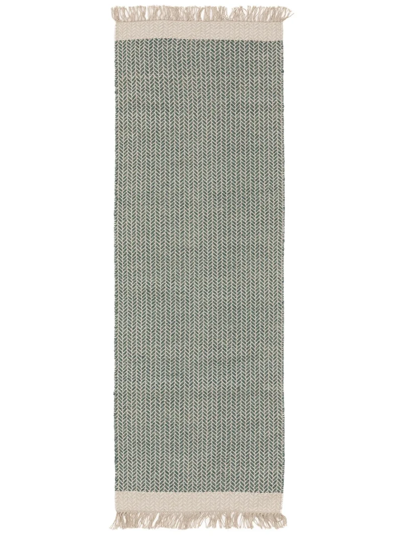 Tapis scandinave géométrique de couloir vert menthe 70x200 cm