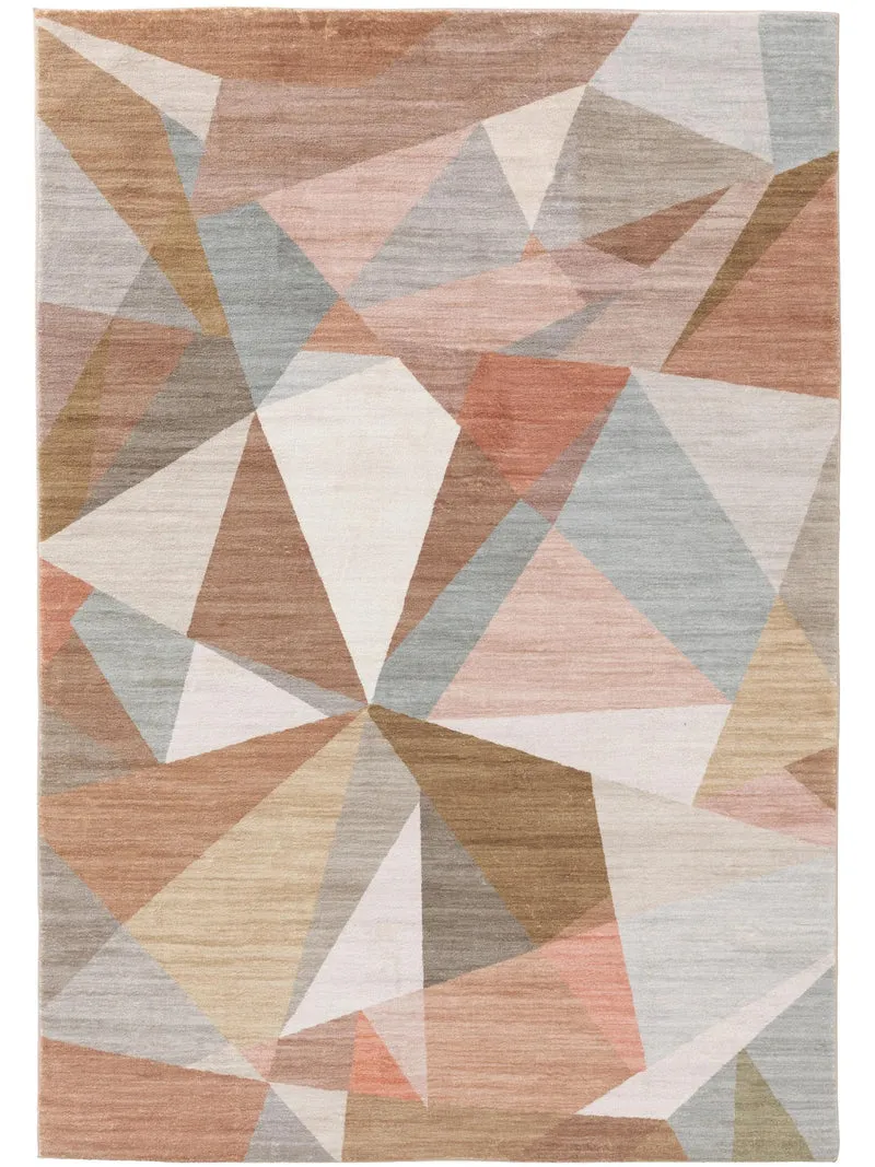 Tapis géométrique patchwork multicolore tons marron 250x350 cm