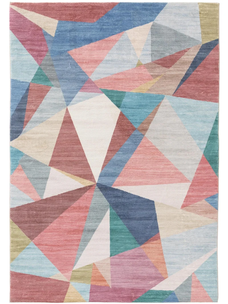 Tapis géométrique patchwork multicolore tons rose 120x170 cm