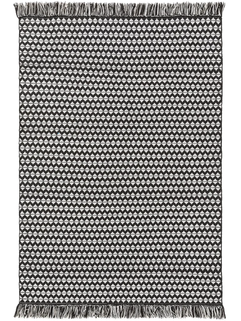 Tapis géométrique à franges noir et blanc 200x300 cm