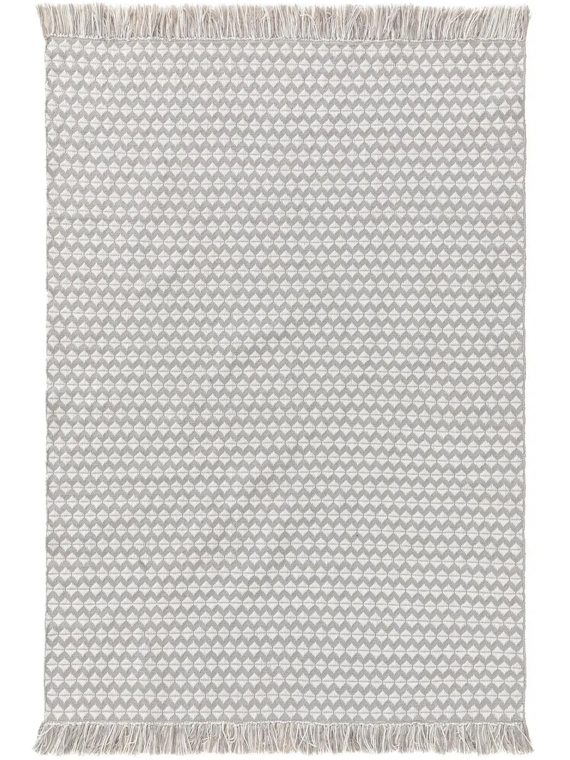 Tapis géométrique à franges gris et blanc 200x300 cm