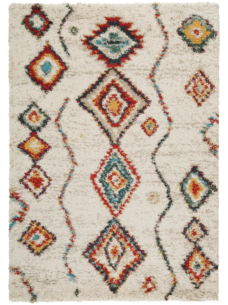 Tapis berbère motif ethnique beige et multicolore 120x170 cm