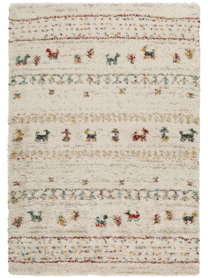 Tapis berbère motif animal beige et multicolore 200x290 cm
