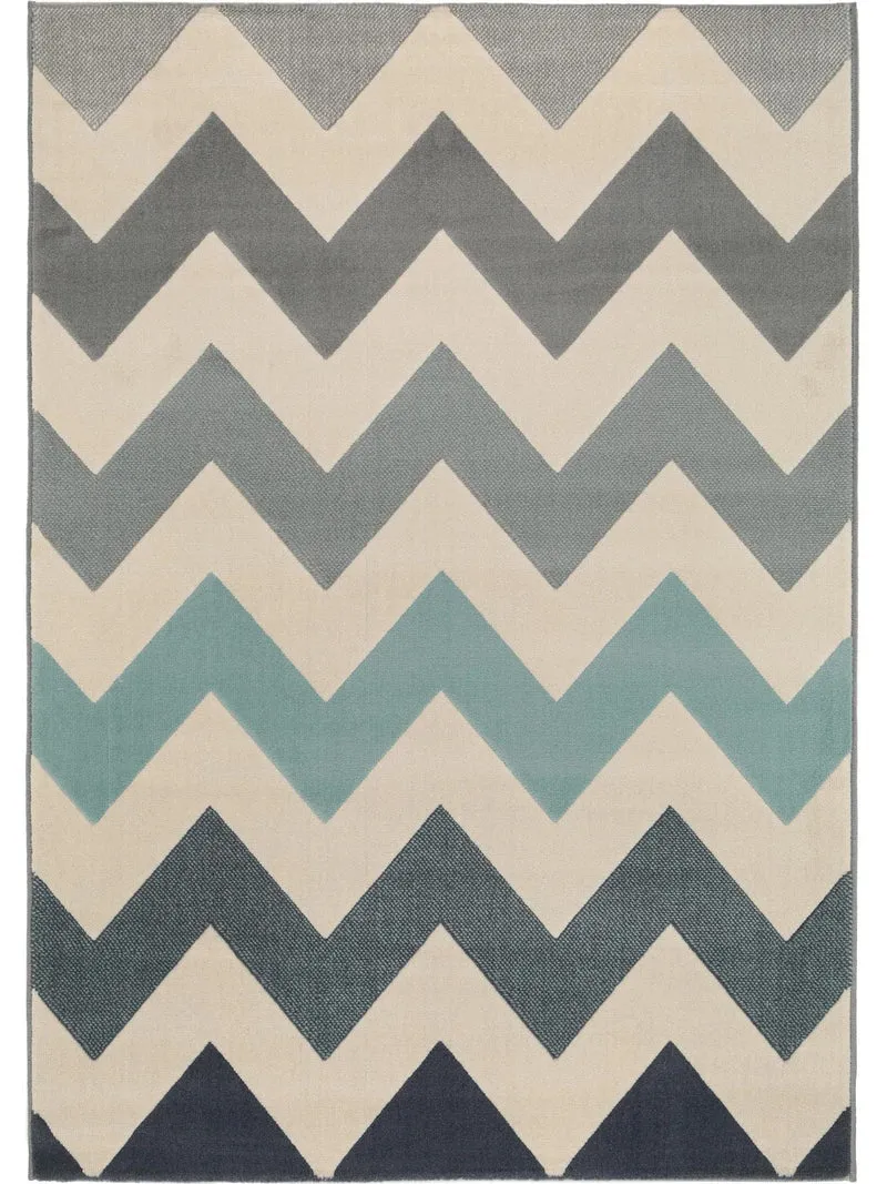 Tapis moderne motif géométrique beige et bleu 160x230 cm