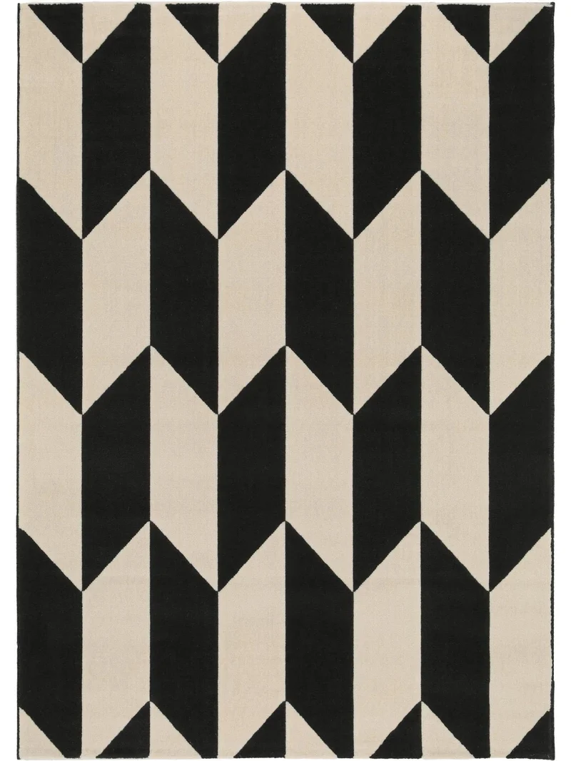 Tapis moderne motif géométrique noir et blanc 140x200 cm