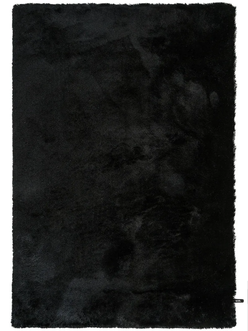 Tapis shaggy fourrure noir 80x150 cm