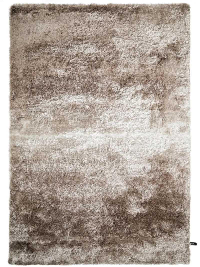Tapis shaggy fourrure beige et marron clair 80x150 cm