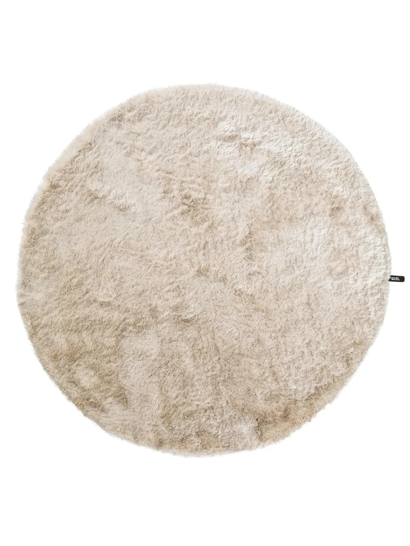 Tapis shaggy fourrure rond beige 80 cm de diamètre