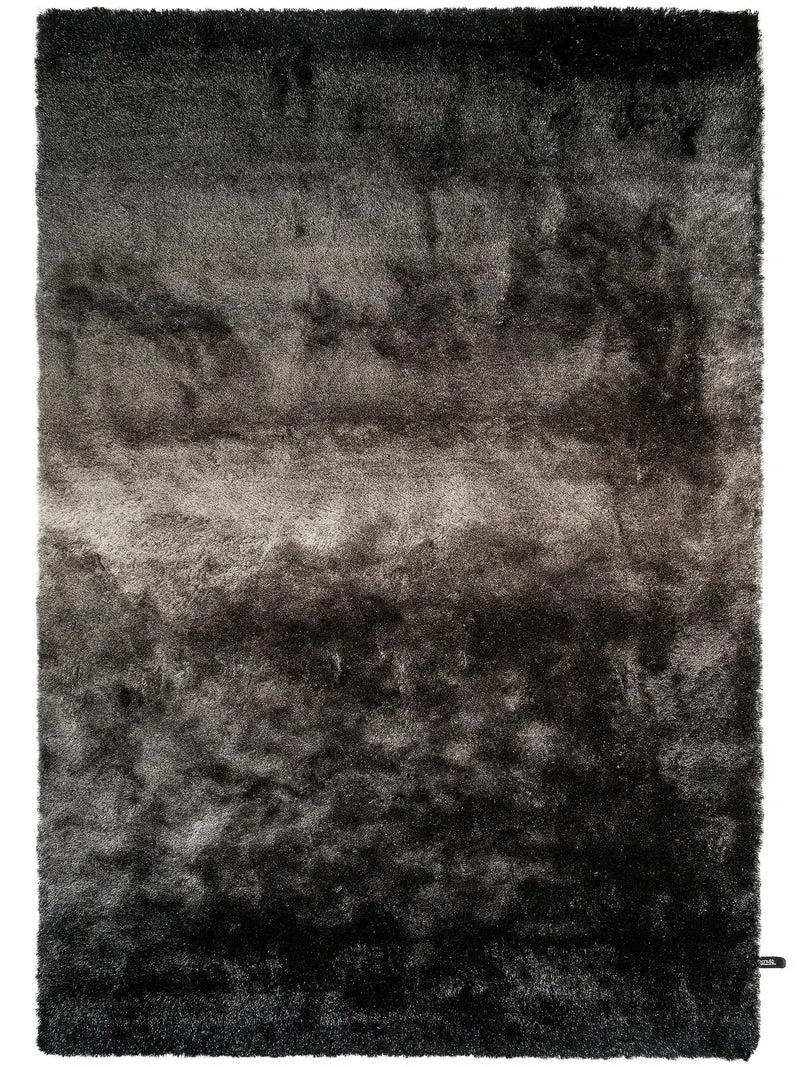 Tapis shaggy fourrure noir charbon et gris 140x200 cm