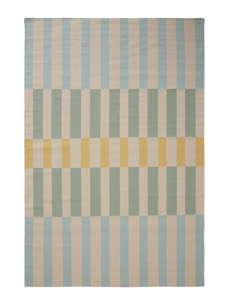 Tapis géométrique multicolore et bleu en laine 200x300 cm