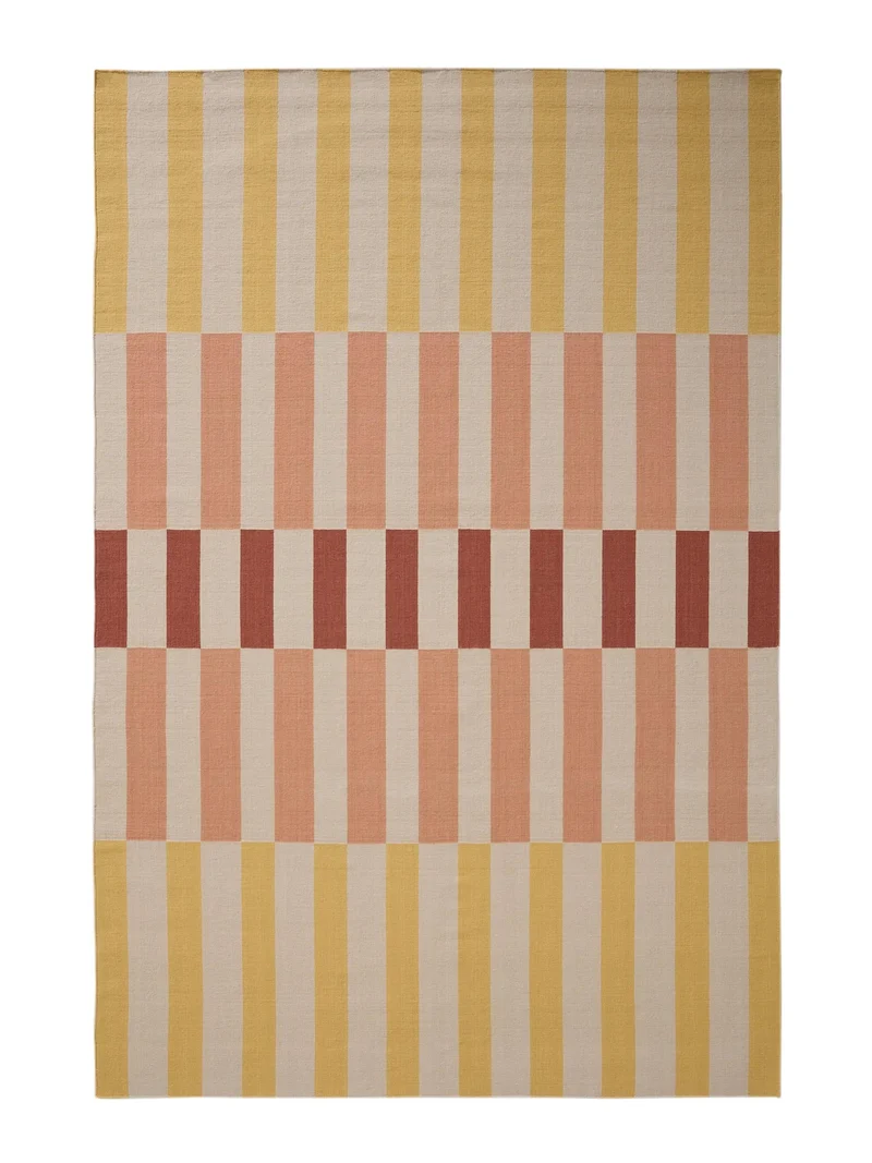 Tapis géométrique rose et jaune en laine 160x230 cm