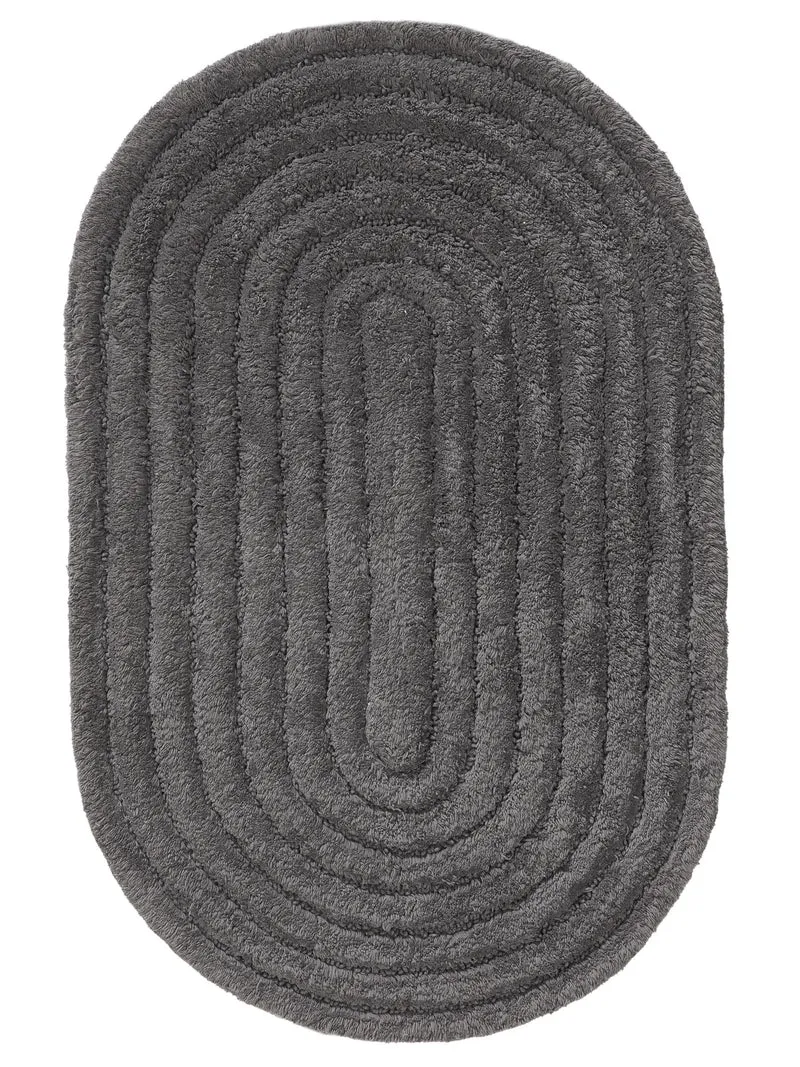 Tapis géométrique de bain gris foncé en coton 50x80 cm