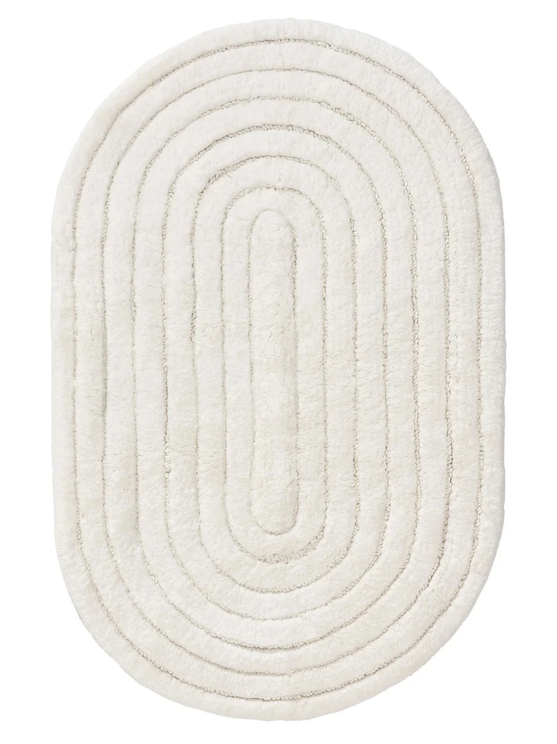 Tapis géométrique de bain blanc en coton 120x170 cm