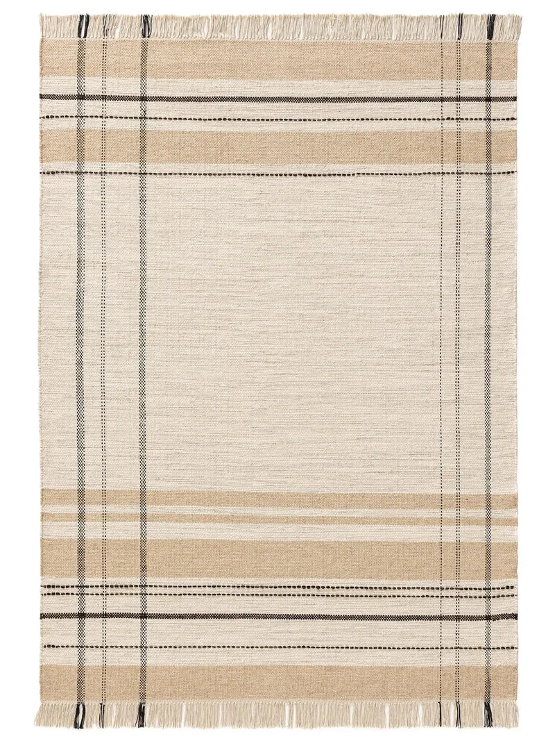 Tapis berbère trame tartan beige en laine 200x300 cm