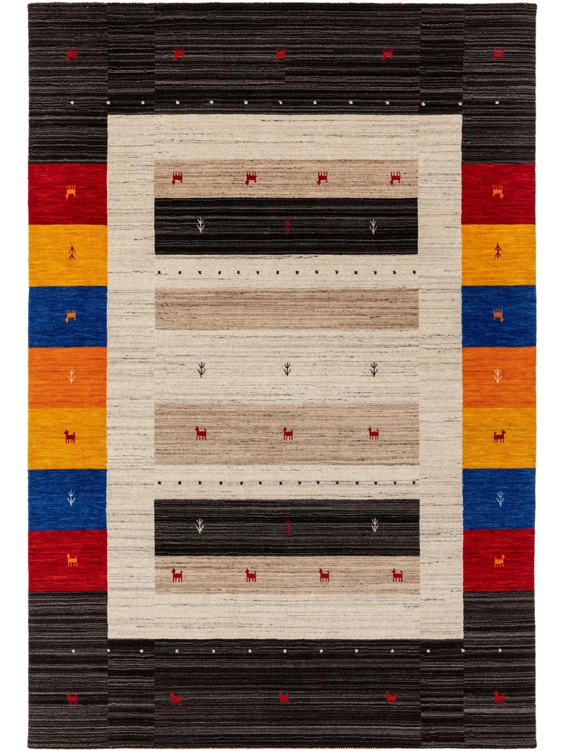 Tapis ethnique inspiration berbère multicolore en laine 80x150 cm