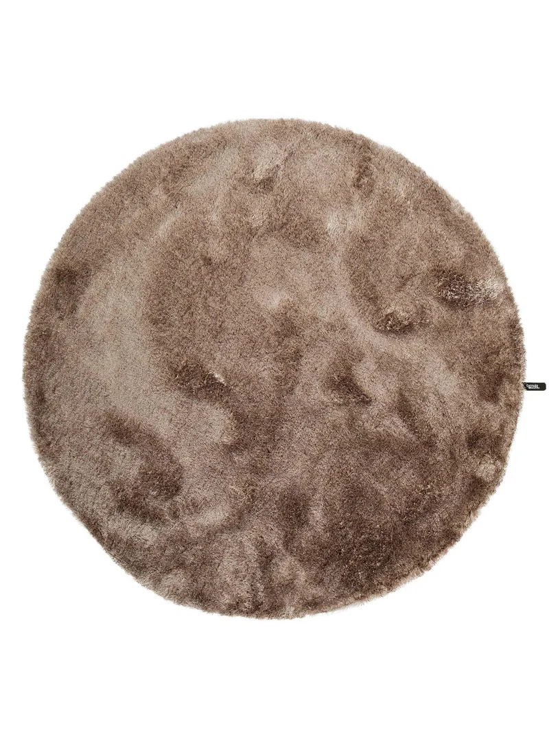Tapis shaggy fourrure rond marron clair 200 cm de diamètre
