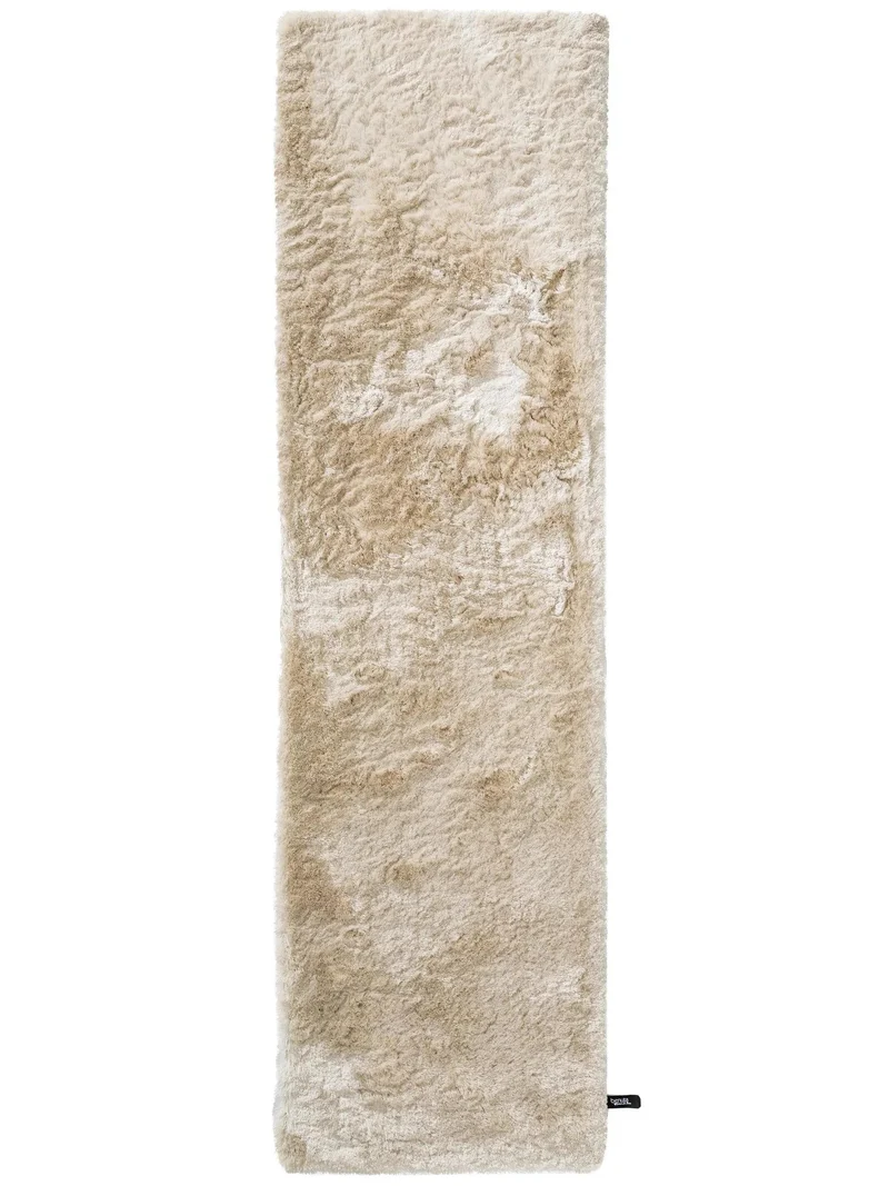 Tapis shaggy fourrure descente de lit beige 80x300 cm